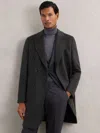 Reiss Charcoal Grey Wool-blend Double-breasted Overcoat In Gray