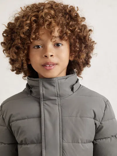 Reiss Kids' Charcoal Quilted Hooded Puffer Jacket In Gray
