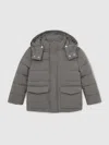 Reiss Charcoal Quilted Hooded Puffer Jacket In Gray