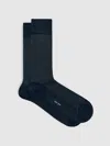 Reiss Charcoal Cotton-blend Herringbone Socks In Blue
