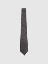 Reiss Charcoal Silk Blend Foulard Floral Tie