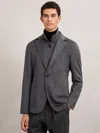 Reiss Charcoal Single-breasted Blazer With Gilet Insert Tailored-fit In Gray