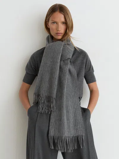 Reiss Charcoal Wool And Cashmere Scarf