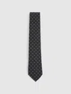 Reiss Charcoal Wool-silk Foulard Textured Tie