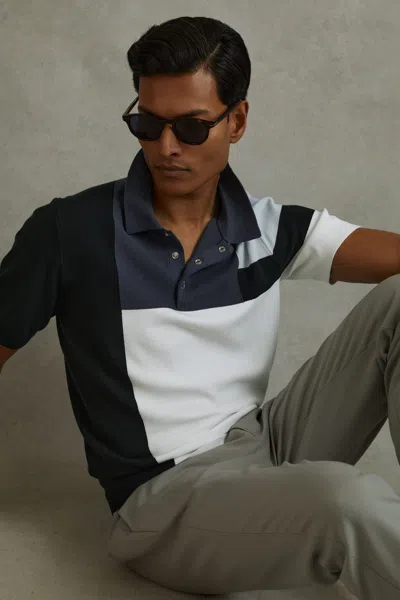 Reiss Blue Multi Charge Colourblock Polo Shirt