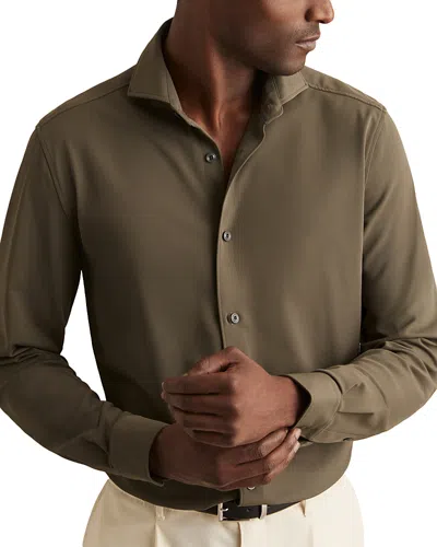Reiss Charge Regular Fit Jersey Button Front Shirt In Green