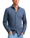 Reiss Charge Regular Fit Jersey Button Front Shirt In Blue
