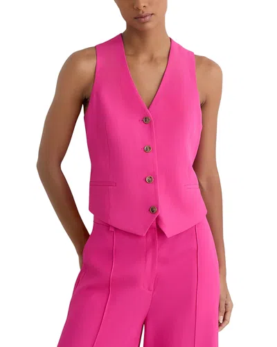 Reiss Charli Button Front Waistcoat In Pink