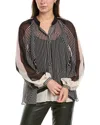 Reiss Charli Stripe Print Blouse In Black