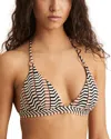 Reiss Womens Black Brown Charlie Chevron-stripe Triangle Bikini Top