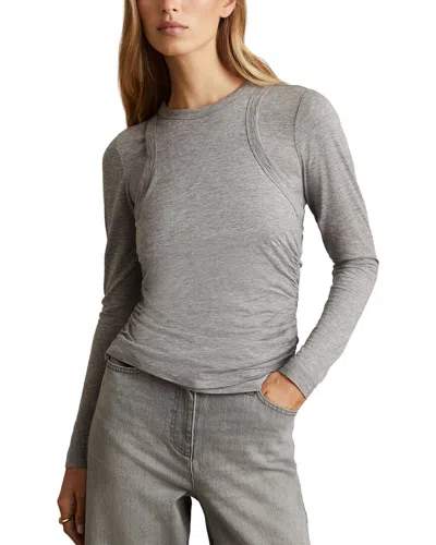 Reiss Charlie Double Layer Wool-blend Top In Gray