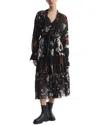 Reiss Charlotte Floral-print Belted-waist Woven Midi Dress In Black