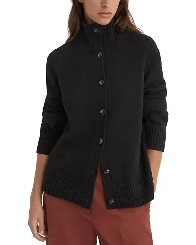 Reiss Charly Funnel Neck Wool-blend Cardigan In Blue