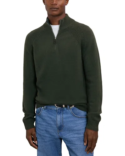 Reiss Forest Green Wool And Cashmere Half-zip Jumper