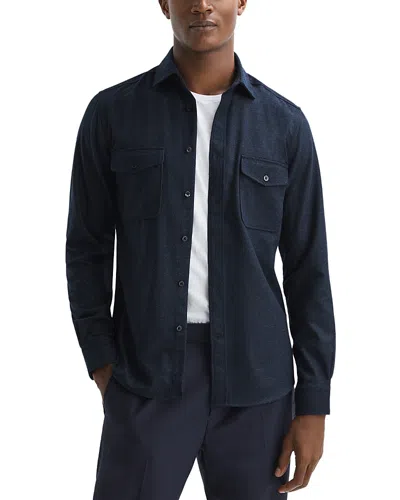 Reiss Navy Button-through Twin Pocket Overshirt
