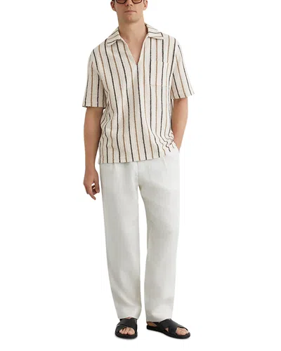 Reiss Chatham Stripe Crochet Polo Shirt In Neutral