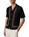 Reiss Che Accra Mesh Beaded Camp Shirt In Black