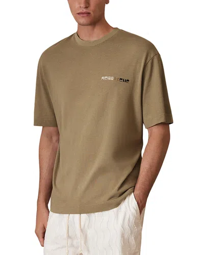 Reiss Che Brava Washed Sunset Graphic Tee In Brown
