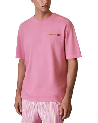 Reiss Che Brava Washed Sunset Graphic Tee In Pink
