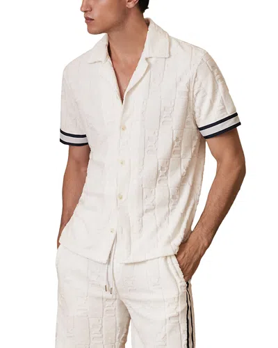 Reiss Che Kala Jacquard Monogram Button Shirt In White