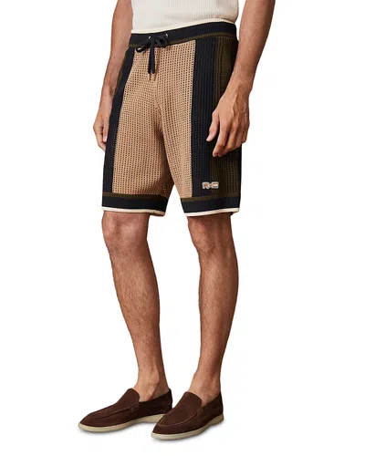 Reiss Che Refresh Crochet Color Block Shorts In Brown