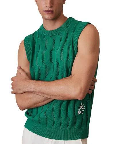 Reiss Che Santo Pointelle Knitted Vest In Green