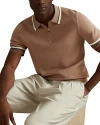 Reiss Chelsea Tipped Half Zip Polo Shirt In Pink