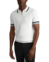 Reiss Chelsea Tipped Slim Fit Half Zip Polo Shirt In Optic White