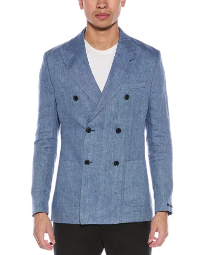 Reiss Cheltenham Linen Blazer In Blue
