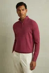 Reiss Blackhall Slim Fit Quarter Zip Sweater In Cherry Pink