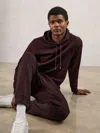 Reiss Cherry Red Interlock Jersey Drawstring Hoodie In Burgundy