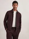 Reiss Cherry Red Interlock Zip Through Overshirt In Neutral