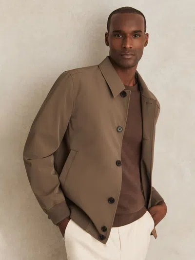 Reiss Chestnut Brown Technical Button Through Jacket