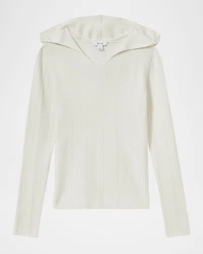 REISS CHLOE HOODED RIB KNIT PULLOVER