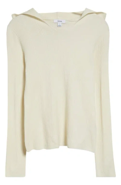 Reiss Chloe Rib Hoodie In Cream