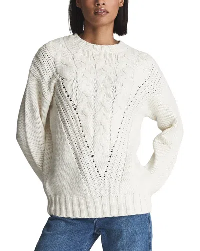 Reiss Chloe Stitch Interest Knitted Wool-blend Jumper In White