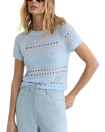 Reiss Chloe Raglan Sleeve Semisheer Linen Sweater In Blue