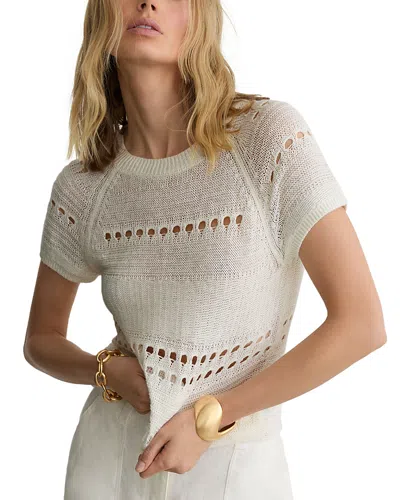 Reiss Womens White Chloe Textured Short-sleeve Linen Top In Neutral