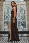 Reiss Women's Dark Brown Zipped Maxi Dress In Chocolate