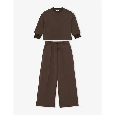 Reiss Kids' Bernie Long-sleeve Two-piece Jersey Set 3 In Brown