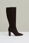 Reiss Chocolate Block Heel Knee High Boots