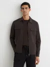 Reiss Chocolate Brown Technical Zip-through Overshirt