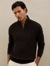Reiss Chocolate Brown Atelier 100% Cashmere Cable Zip Jumper In Black