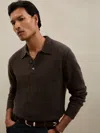 Reiss Chocolate Brown Atelier 100% Cashmere Polo Jumper In Brown