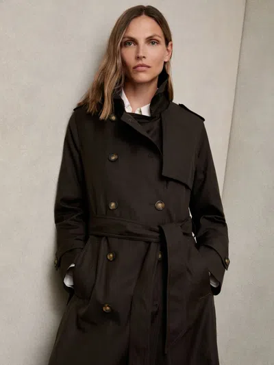 Reiss Chocolate Brown Azura Petite Hooded Insert Trench Coat In Black