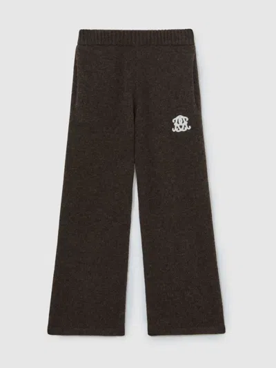 Reiss Chocolate Brown Blake 9-13 Yrs Monogram Relaxed Wool-blend Joggers Unisex Fit In Black
