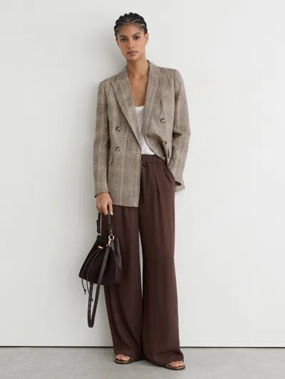 Reiss Chocolate Brown Drawstring Wide-leg Trousers