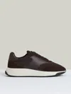 Reiss Chocolate Brown Emmett Bonded-leather Suede Running Trainers