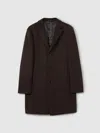 Reiss Chocolate Brown Gable Wool Blend Single Breasted Epsom Overcoat In Brown