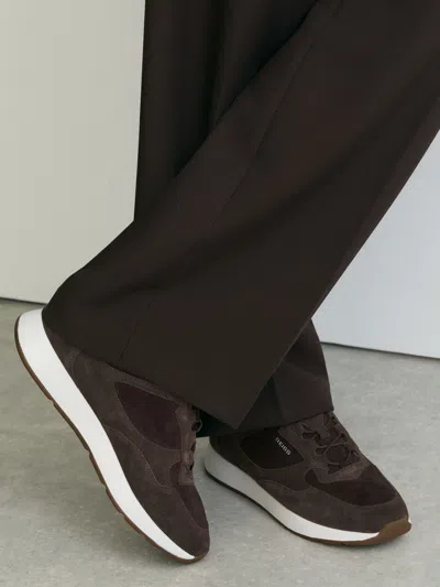 Reiss Chocolate Brown Grant Suede Lightweight Runner Trainers